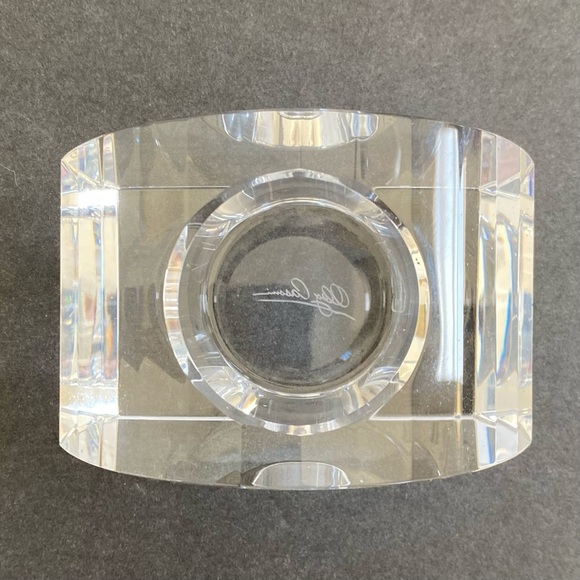 Oleg Cassini Crystal Votive Candle Holder Pyramid  2" Tall w/Original Box signed - Picture 7 of 13